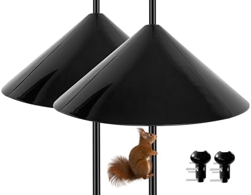 Squirrel Baffle,19-Inch Squirrel Baffle for Bird Feeder Pole,Squirrel-Proofs for Outdoor Shepherd's Hooks，Outside Pole Mount Squirrels Guard(Black 2 Pack