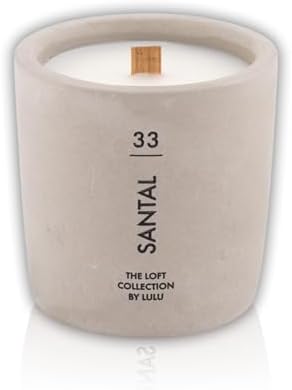 Lulu Candles | Santal Scented Candle | The Loft Collection | Concrete Cement Jar Candle | Soy Candles for Home Fragrance & Decor | Wood Wicked & Highly Scented Candle | 9 Oz.