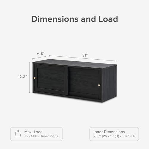 mopio Lauren Floating TV Shelf, Side Table, End Table (Black, 31", Single)