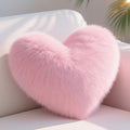 Pink Heart Pillow, Faux Fox Fur Heart Decorative Pillows, Heart Shaped Throw Pillow for Bed, Soft Fluffy Decorative Cushion for Chair Sofa Living Room - Plush Pillow Home Decor