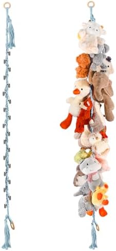CERETIA 80" Stuffed Animal Organizer Chain, Corner Storage,Baby Blue,2pc