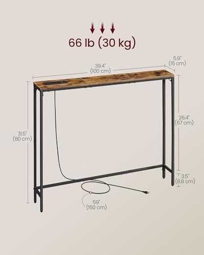 VASAGLE 39.4" Console Table, Narrow Behind Couch Table with Outlet