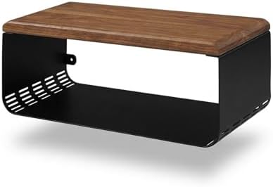Floating Nightstand with Walnut Top | Modern Bedroom Decor | Minimalist Wall-Mounted Bedside Nightstand | Wall Mounted Shelf | Obsidian Oasis: Bold Black
