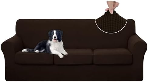 U-NICE HOME 4 Pieces Stretch Couch Cover Sofa Slipcover, Chocolate