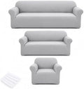 3Pcs Sofa Cover Stretch Soft with Non-Slip Foam and Elastic Bottom