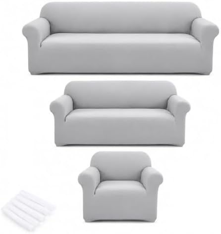 3Pcs Sofa Cover Stretch Soft with Non-Slip Foam and Elastic Bottom