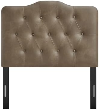 Modway Annabel Faux Leather Adjustable Twin Headboard in Mushroom - Padded Vegan Leather Headboard with 7 Height-Adjustable Positions