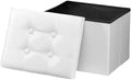Bsketa Storage Ottoman Bench,17 Inch Folding Leather Foot Rest Stool,White