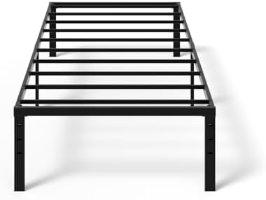 Bonnlo 16 Inch Metal Platform Twin Bed Frame, Mattress Foundation Replacement,Heavy Duty Steel Slat Support,No Box Spring Needed,Black