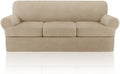 4 Piece T Cushion Sofa Slipcovers Stretch Couch Slip Cover for 3 Cushion Couch Sofa, Machine Washable for Living Room (Island Fossi, 3 Cushions)