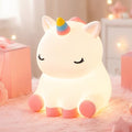 Rytinazzz Unicorn Night Light for Kids, Rechargeable Silicone Unicorn Lamp with Tap Control, 30-Min Auto-Off Timer, Soft Dimmable Nursery Bedside Light, Gifts for Girls