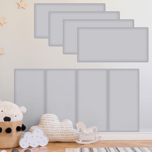 Hahafelt 4 Pack Wall Padding Headboard 15.75" x 7.87" x 1.18" Light Grey