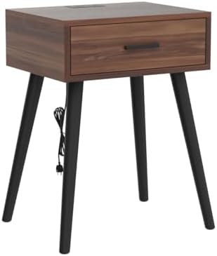 HAIOOU Nightstands Set of 2,Mid century Bedside Table with Charging Station