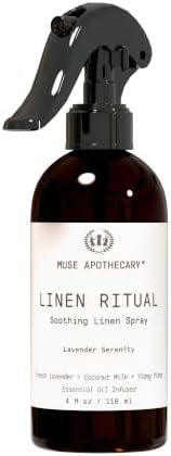 Muse Apothecary Linen Ritual - Aromatic, Soothing, and Relaxing Linen Spray for Bedding, Laundry and Fabric Spray Freshener - Infused with Aromatherapy Essential Oils - Lavender Serenity