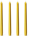Everymoment Gold Taper Candles - 4 Pack 10 Inch Candlesticks - Dripless & Smokeless for 8 Hours - Unscented Paraffin Wax - Ideal for Wedding Christmas Anniversary New Year's Eve & Luxury Decor