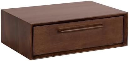 Kate and Laurel McCutcheon Floating Wood Storage Shelf, 18 x 12 x 6, Walnut Brown, Decorative Transitional Floating Bedroom Nightstand with a Concealed Cubby Compartment