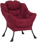 Welnow Lazy Chair for Adults，Modern Reading Accent Chair,Burgundy Single