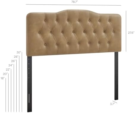 Modway Annabel Faux Leather Adjustable King Headboard in Toast - Padded Vegan Leather Headboard with 7 Height-Adjustable Positions