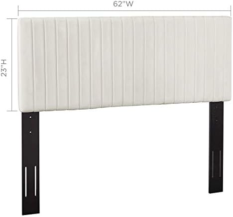 Modway Keira Channel Tufted Performance Velvet Upholstered Full / Queen Headboard in Ivory
