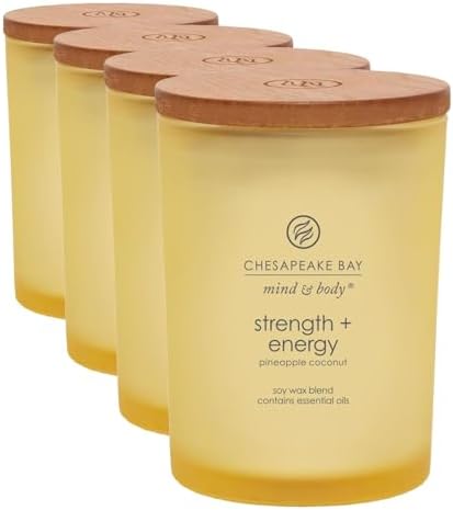 Chesapeake Bay Candle Scented Candle Strength + Energy (Pineapple Coconut) Medium Home Décor, 8.8oz (Pack of 4)