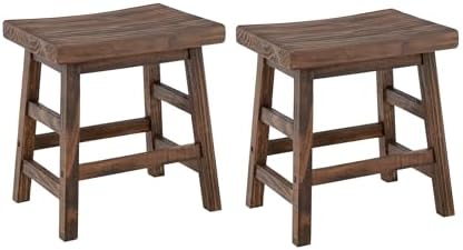 Alaterre Furniture Pomona Solid Wood Bar Stool Set of 2, Rustic Brown, 20”