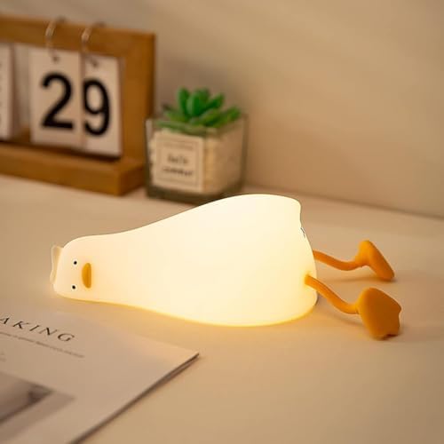 Cute Duck Night Light,Lying Duck Night Light for Kids,Silicone Squishy Lamp