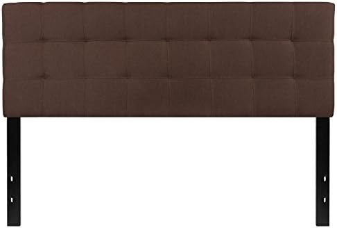 EMMA + OLIVER Dark Brown Queen Quilted Tufted Headboard