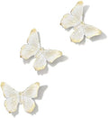 GUSFREUD 3D Butterfly Wall Decor Set – Resin Wall Decor for Living Room, Bedroom, Bathroom, Dining Room, Outdoor and Gallery Walls - Ivory Gold - Set of 3