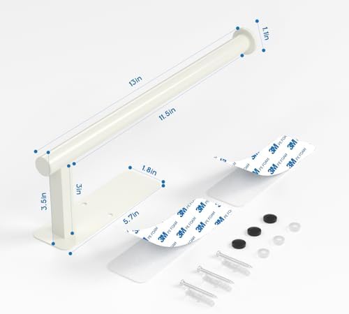 ASTOFLI Paper Towel Holder Under Cabinet No Drilling, Self Adhesive Paper Towel Holder Wall Mount for Kitchen Rack, Under Counter Napin Holder No Drill, RV, 304 Stainless Steel, White
