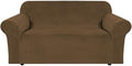 H.VERSAILTEX Stretch Velvet Loveseat Covers for 2 Cushion Couch Covers for Living Room Sofa Covers Slipcovers with Non Slip Straps Bottom, Ultra Thick Comfy Velour (Width 58"-72", Bronze Brown)