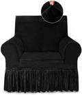 NICEEC Black Armchair Covers Arm Chair Cover Armchair Slipcovers with Skirt