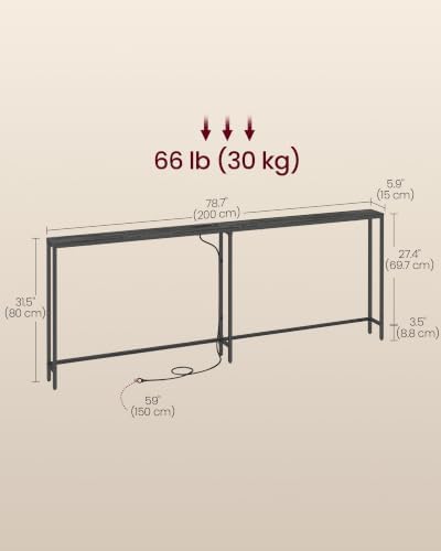 VASAGLE 78.8" Console Table, Narrow Behind Couch Table with Outlet
