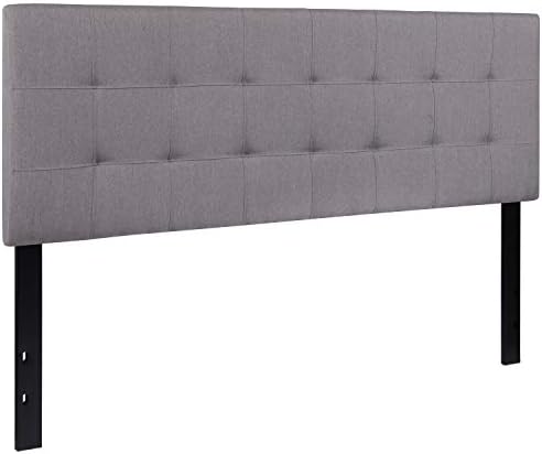 EMMA + OLIVER Light Gray Queen Quilted Tufted Headboard