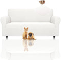 ZNSAYOTX Super Stretch Couch Cover (72"-92") Universal Sofa Covers with Elastic Bottom, Dog Cat Pets Friendly Washable Furniture Protector Fitted Sofa Slipcovers Stay in Place (White, Sofa)