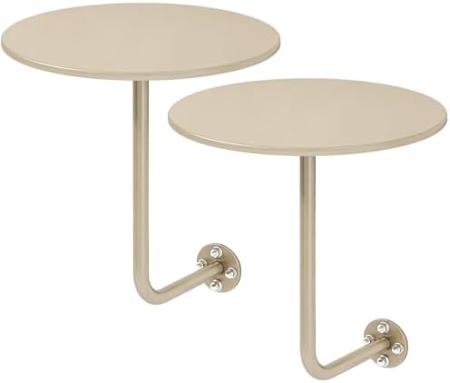 2 PS Wall Mounted Side Table Round Floating Nightstand L-Bracket Bar Table
