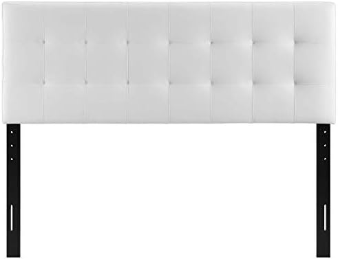 Modway Lily Tufted Faux Leather Upholstered Queen Headboard in White