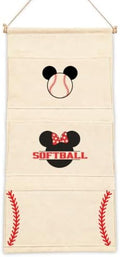 3-Pocket Hanging Wall Organizer, Baseball Theme Over Door Storage