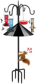 FEED GARDEN Heavy Duty Shepherds Hook Squirrel-Proof Bird Feeder Pole 92" Four Hooks 5-Prong Base & 19" Baffle for Outdoor Feeders & Plants