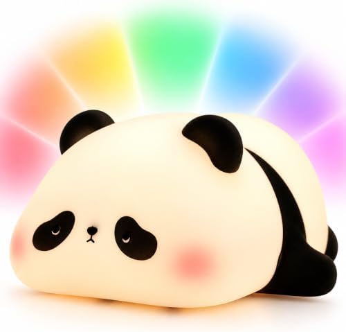 ATSUI Cute Panda Night Light, Voice Control Colorful LED Squishy Novelty Animal Night Lamp, Nursery Nightlight for Desk Decor, Funny Gifts Stuff for Boys Girls Baby, White Elephant Gifts