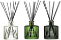 Bellevue Reed Diffuser Set, Three 6 fl oz Glass Filled Diffuser, Highly Concentrated Fragrances with Essential Oils, Home Fragrance (Leather Ember, Midnight Fig, Saffron Blooms)