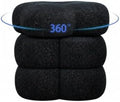 Get Set Style 360° Swivel Flower Ottoman, Linen Vanity Stool Footrest with 300LBS Capacity, No Assembly Small Space Accent Chair for Living Room Bedroom Entryway (Lux Black Gold)