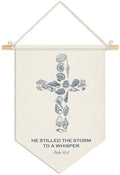 Wheatwin Christian Ocean Nursery Decor, Coastal Seashell Cross Bible Verse Wall Hanging Pennant Flag Banner, Ocean Wall Decor for Kids Nursery Toddler Room Bedroom Playroom 15x11 Inch