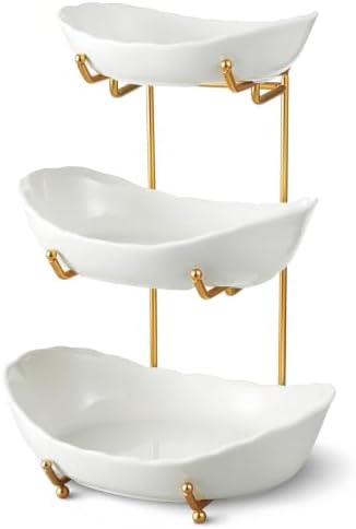 3 Tier Fruit Basket, Ceramic Fruit Bowl for Kitchen Counter 6