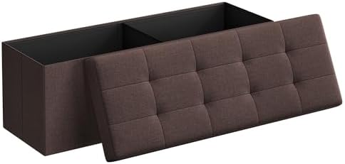 SONGMICS 43.3 Inches Folding Storage Ottoman Bench, Load 660 lb