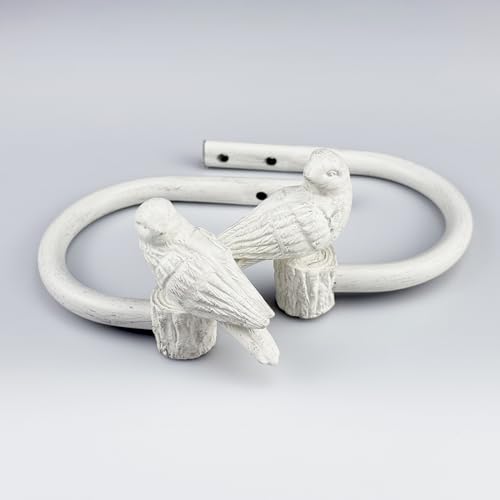 Curtain Drapery Holdbacks with Resin Bird, Wall Mount Drapery Hooks Holders, Set of 2, White, Suitable for Drywall