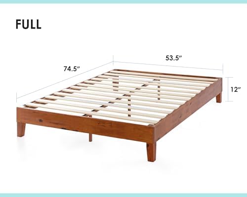 Mellow Naturalista Grand - 12 Inch Solid Wood Platform Bed with Wooden Slats - No Box Spring Needed - Full (Cherry)