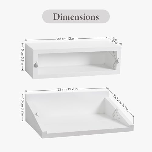 SUMGAR Floating Nightstand Set of 2 White Bedside Table for Small Spaces