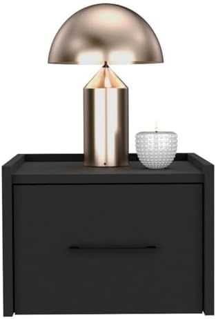 DEPOT E-SHOP 59" Yorktown Floating Nightstand with Space-Saving Design, Handy Drawer and Surface, 9.8" H, Black, Bedroom – Bedside Nightstand with Storage for Bedroom Beside Tables & Small Spaces