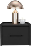 DEPOT E-SHOP 59" Yorktown Floating Nightstand with Space-Saving Design, Handy Drawer and Surface, 9.8" H, Black, Bedroom – Bedside Nightstand with Storage for Bedroom Beside Tables & Small Spaces