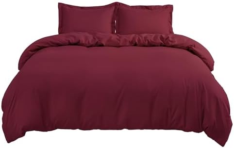 Bedsure Duvet Cover Queen Size, Soft Double Brushed Bedding Set, 3Pcs, Red